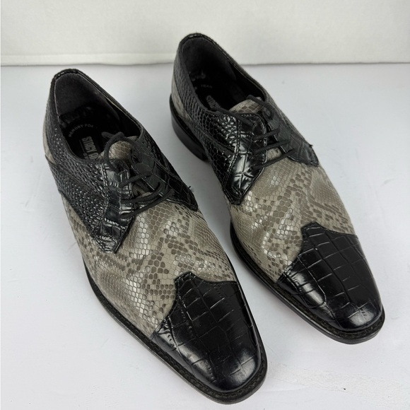 Stacy Adams Black and Gray Snakeskin Oxfords main image 7